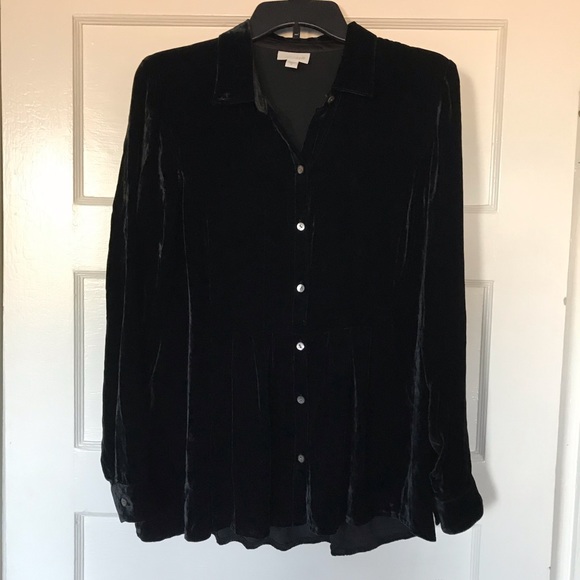 J. Jill Black Velvet Button Blouse size S - Picture 2 of 10